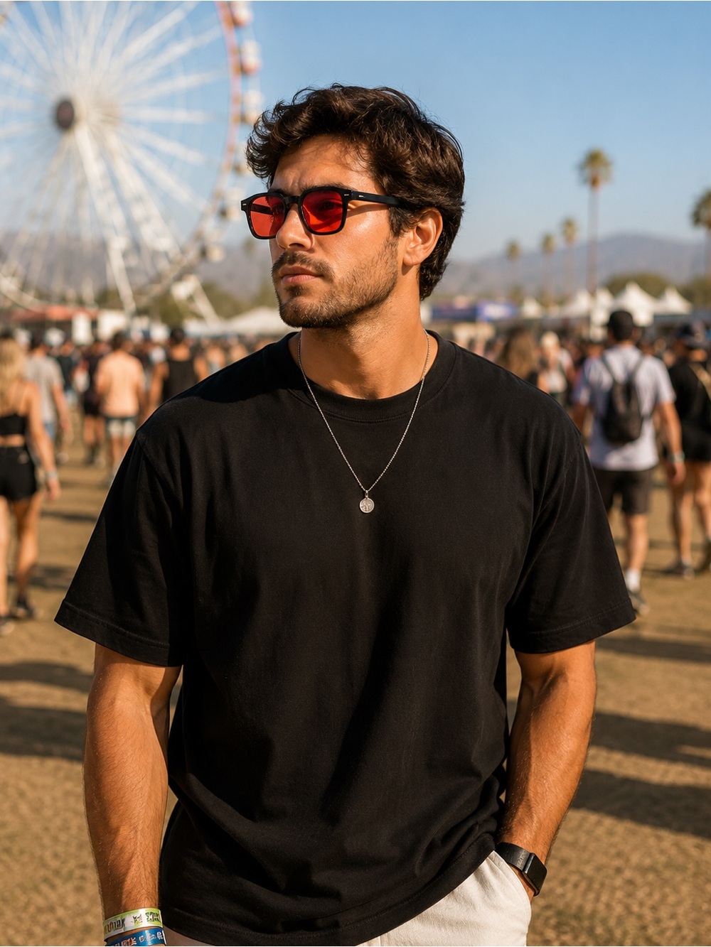 glasses with red lenses